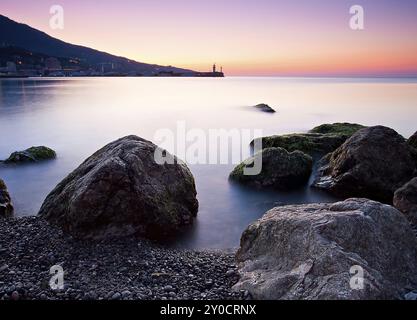 Bellissimo tramonto sul mare. Crimea, Ulraine Foto Stock