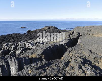 Costa sulla penisola di Reykjanes in Islanda Foto Stock