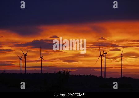 Tramonto della turbina eolica, tramonto della turbina eolica 01 Foto Stock