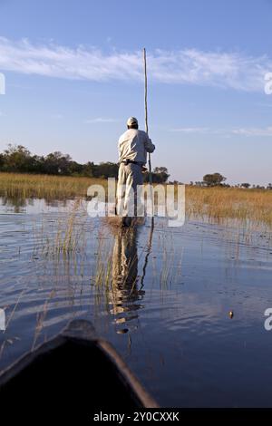 Gita a Mokoro sull'Okavango in Botswana Foto Stock