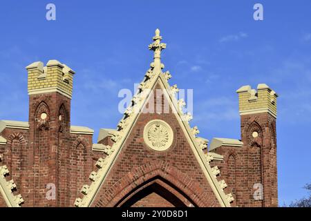 Porta di Brandeburgo, fortificazioni di Koenigsberg, neogotico XIX secolo. Kaliningrad (Koenigsberg prima del 1946), Russia, Europa Foto Stock