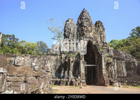 Porta Sud di Angkor Thom in siem reap, Cambogia Foto Stock