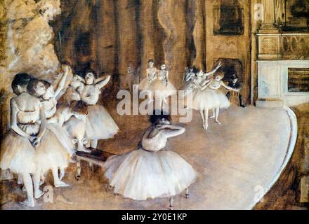Ballet Rehearsal on the Stage, 1874, Edgar Degas (1834-1917), olio su tela, Museo de Orsay, Parigi, Francia, Europa occidentale Foto Stock