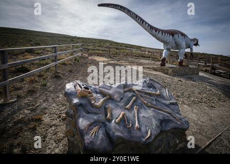 Riproduzione dei dinosauri Baryonyx, The Peladillo era Ichnites Deposit, Igea, la Rioja , Spagna, Europa Foto Stock