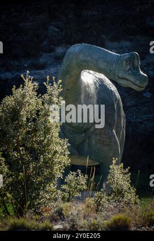 Braquiosaurus, riproduzione a grandezza naturale, Brachiosaurus altithorax, sito Valdecevillo, Enciso, la Rioja , Spagna, Europa Foto Stock