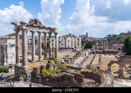 Il Tempio di Saturno era un antico tempio romano del dio Saturno, in quella che oggi è Roma, Italia Foto Stock