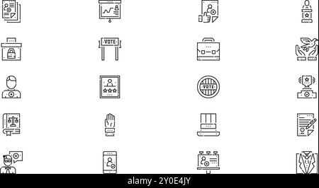 Icone delle elezioni di voto raccolta di icone vettoriali di alta qualità con tratto modificabile. Ideale per progetti professionali e creativi. Illustrazione Vettoriale