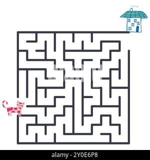 Labirinto di giochi per bambini. Trova una via d'uscita dal labirinto. Illustrazione Vettoriale