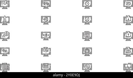 Icone delle funzioni del computer raccolta icone vettoriali di alta qualità con traccia modificabile. Ideale per progetti professionali e creativi. Illustrazione Vettoriale