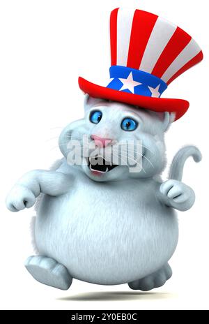 Divertente gatto cartoni animati 3D con un cappello zio sam Foto Stock