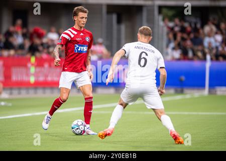 Silkeborg, Danimarca. 1 settembre 2024. Oliver Sonne (5) di Silkeborg SE visto durante il 3F Superliga match tra Silkeborg IF e FC Midtjylland al Jysk Park di Silkeborg. Credito: Gonzales Photo/Alamy Live News Foto Stock