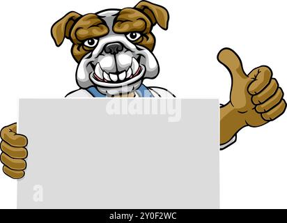 Bulldog Painter Handyman Mechanic Plumber Cartoon Illustrazione Vettoriale