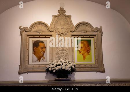 Ritratti di Juan e Eva Peron al Museo Eva Peron di Buenos Aires, Argentina. Foto Stock