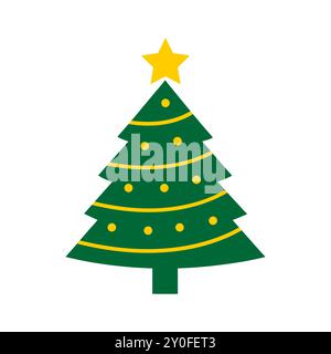 Albero di Natale con icona a forma di stella Illustrazione Vettoriale