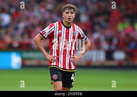 Ollie Arblaster of Sheffield United durante il match tra Sheffield United FC e Watford FC Sky BET EFL Championship a Bramall Lane, Sheffield, Inghilterra, Regno Unito il 1° settembre 2024 Foto Stock