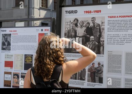 Inaugurazione della mostra sulla vita, il lavoro e la creazione del giornalista e politico Pavel Tigrid a Praga, Repubblica Ceca, 2 settembre 2024. (Foto CTK/Michaela Rihova) Foto Stock