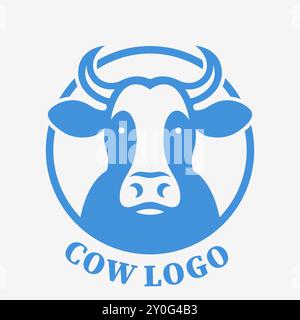 Logo della testa di mucca, emblema. Illustrazione vettoriale EPS10 Illustrazione Vettoriale