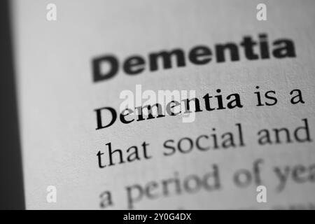 Primo piano di Psicologia Textbook Word "demenza" Foto Stock