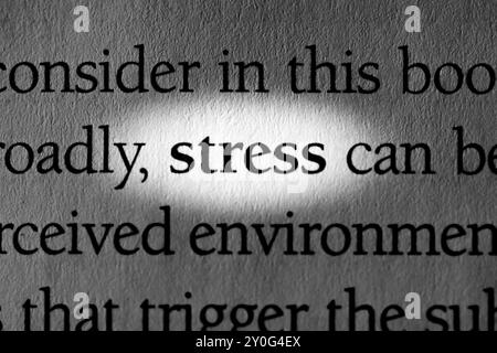 Primo piano di Psicologia Textbook Word "stress" Foto Stock