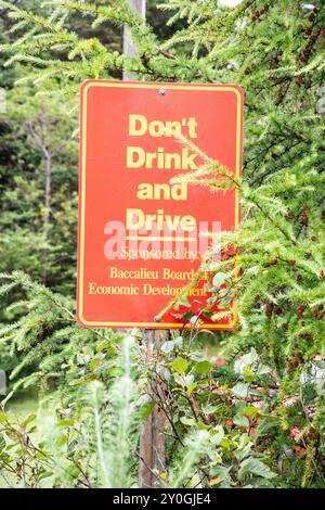 Non bere e guidare sull'autostrada Conception Bay a Georgetown, Newfoundland & Labrador, Canada Foto Stock