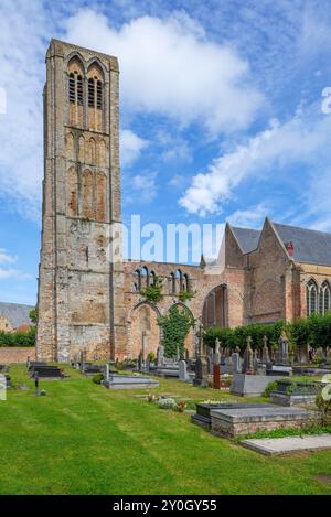 Chiesa di nostra Signora dell'assunzione / Onze lieve Vrouw-Hemelvaartkerk nella città di Damme, Fiandre occidentali, Belgio Foto Stock