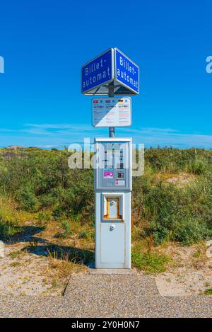 Skagen, Danimarca - 10 luglio 2019: Parchimetro più a nord di Denmarks a Grenen. Foto Stock