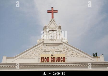 Chiesa di Zion, Chennai, Tamil Nadu, India. La chiesa di Zion è una delle chiese più antiche nella zona di Chintadripet, la capitale della South Indian st Foto Stock