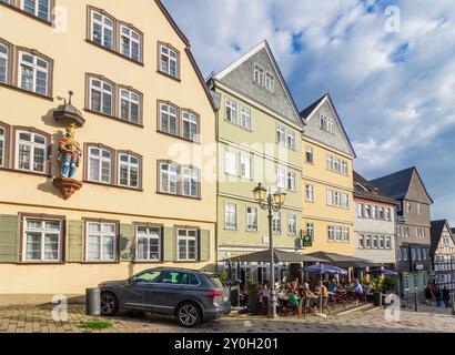 Wetzlar: Piazza Kornmarkt, casa Haus zum Römischen Kaiser a Lahntal, Assia, Assia, Germania Foto Stock