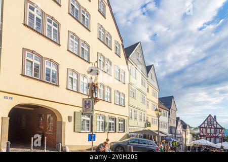 Wetzlar: Piazza Kornmarkt, casa Haus zum Römischen Kaiser a Lahntal, Assia, Assia, Germania Foto Stock