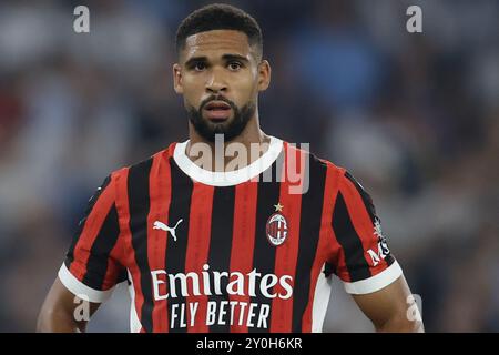 Il centrocampista inglese del Milan Ruben Loftus-Cheek durante la partita di serie A SS Lazio vs AC Milan allo Stadio Olimpico il 31 agosto 2024, a Roma. Foto Stock