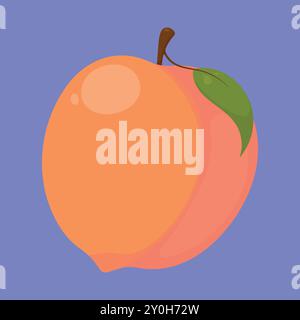 Vettore di frutta fresca di pesca. icona della pesca. icona di pesca fresca e succosa Illustrazione Vettoriale