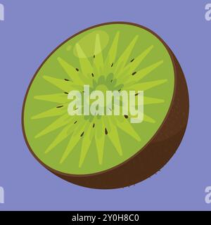 Vettore di frutta Kiwi. icona metà kiwi. mezzo vettoriale di fette di frutta kiwi. dolce kiwi Illustrazione Vettoriale