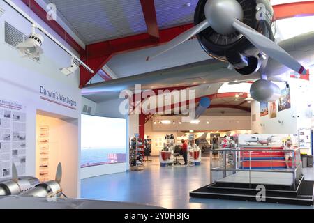 Mostra di bombardamenti di Darwin presso RFDS Darwin Tourist Facility, Stokes Hill Wharf, Darwin Waterfront Precinct, Darwin, Northern Territory, Australia Foto Stock