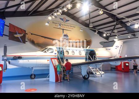 Mostra Royal Flying Doctor Service presso la Darwin Tourist Facility, Stokes Hill Wharf, Darwin Waterfront Precinct, Darwin, Northern Territory, Australia Foto Stock