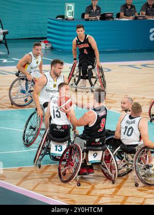 Parigi, Francia. 2 settembre 2024. Paralimpiadi, Parigi 2024, uomini su sedia A rotelle basket, gruppo A, Canada - Germania, Bercy Arena . Crediti: Jacques Julien / Alamy Live News Foto Stock