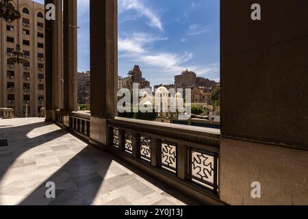 Chiesa della Vergine Maria, Madonna di Zeitoun, miracolo dell'apparizione mariana, dalla nuova cattedrale, Zeitoun (Zeitun), il Cairo, Egitto, nord Africa, Africa Foto Stock