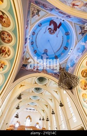 Cattedrale di Santa Maria di Zeitoun, nuova chiesa dopo l'apparizione, dipinti sul soffitto di apparizione mariana, Zeitoun, Cairo, Egitto, Nord Africa, Africa Foto Stock