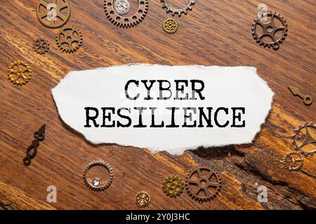 Cyber Resilience: Capacità dell'entità di fornire continuamente il risultato desiderato, nonostante gli attacchi informatici, concetto di testo su blocco note Foto Stock