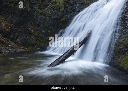 Un primo piano delle bellissime cascate Sweet Creek Falls, vicino a Metaline, Washington Foto Stock