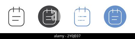 Icona della nota impostazione piatta in bianco e nero contorno contrassegno vettoriale Illustrazione Vettoriale