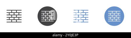 Icona parete Flat Set in bianco e nero contorno segno vettoriale Illustrazione Vettoriale