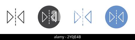 Icona di riflessione verticale piatta impostata in bianco e nero contorno contrassegno vettoriale Illustrazione Vettoriale