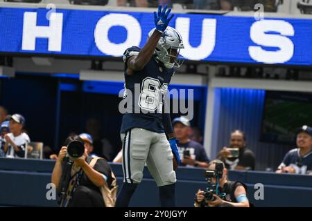Il wide receiver dei Dallas Cowboys Jalen Brooks (83) durante una gara di pre-stagione, domenica 11 agosto 2024, a Inglewood, calib. I Los Angeles Rams hanno sconfitto Foto Stock