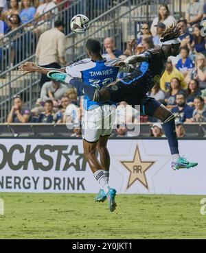 CHESTER, PA, USA - 27 LUGLIO 2024: Partita della Leagues Cup tra Philadelphia Union e Charlotte FC al Subaru Park. ***SOLO PER USO EDITORIALE*** Foto Stock