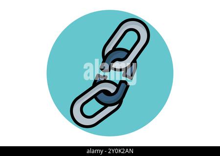 Icona del contorno colorato di debolezza. catena rotta. Icona relativa a SWOT. illustrazione vettoriale degli elementi aziendali Illustrazione Vettoriale