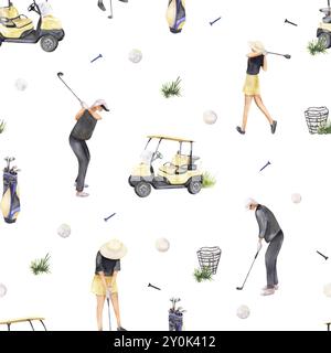 Motivo senza cuciture a tema golf Foto Stock