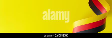 Sorprendente rappresentazione astratta della bandiera tedesca, con colori neri, rossi e gialli che ruotano su sfondo giallo vibrante, dando un tocco moderno Foto Stock