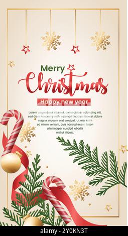 biglietto di auguri di buon natale con albero di natale, biglietto di auguri di natale con vettore dell'albero di natale, biglietto di auguri di buon natale, banner di buon natale Illustrazione Vettoriale