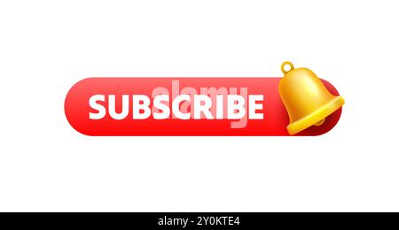 Iscriviti subito, notifica campanella per nuovi contenuti. Vettore Illustrazione Vettoriale