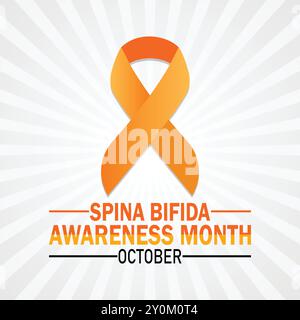 Mese di sensibilizzazione della spina Bifida. Ottobre. Concetto di vacanza. Modello per sfondo, banner, scheda, poster con iscrizione di testo. Illustrazione vettoriale Illustrazione Vettoriale